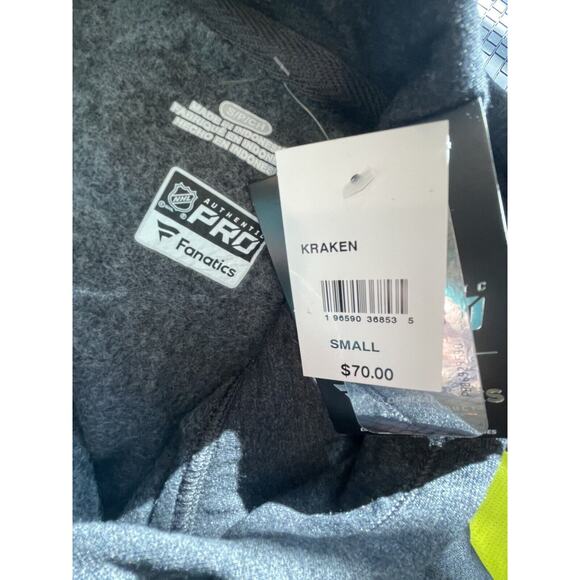 NHL Seattle Kraken Dark Gray Pullover Hoodie Small 🔥NEW🔥Fanatics Authentic Pro - Picture 6 of 9